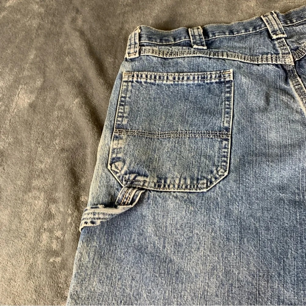Vtg Wrangler Medium Wash Denim‎ Jort Shorts Relaxed Baggy Carpenter Mens Size 36